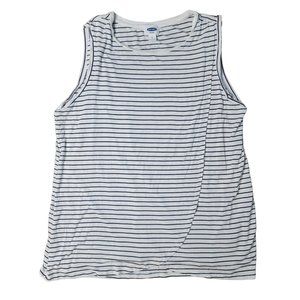 old navy maternity white and black striped faux wrap top size XL